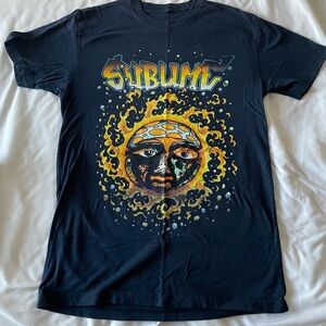 Sublime Sun Solar Burst Logo Mens Size Small Surf Reggae T Shirt Navy